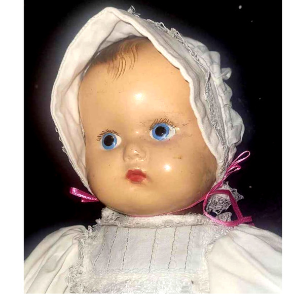 16" 40s-50s Composite (Head) Baby Doll w/Embroidered Pillowcase Dress & … - Picture 4 of 12